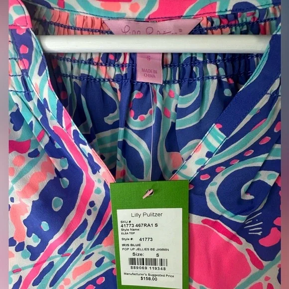 Lilly Pulitzer Elsa Jellies Be Jammin Iris Blue Blouse in Size Small *rare* - Picture 5 of 7